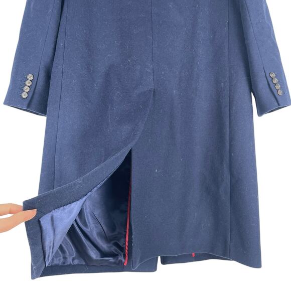 J. Crew Wool Cashmere Blend Double Breasted Top Coat Navy Blue Size 10 - Picture 11 of 12